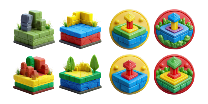 Colorful Building Blocks for Creative Play, PNG collection, set bundle, isolate on transparent or white background