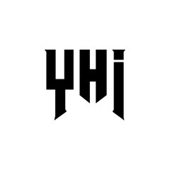 YHI letter logo design for technology company. YHI logo design black and white color combination. YHI logo, YHI vector, YHI design, YHI icon, YHI alphabet. YHI typography logo design.
