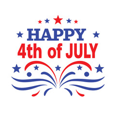 4th of July Typography Vector Art | Patriotic Independence Day Illustration