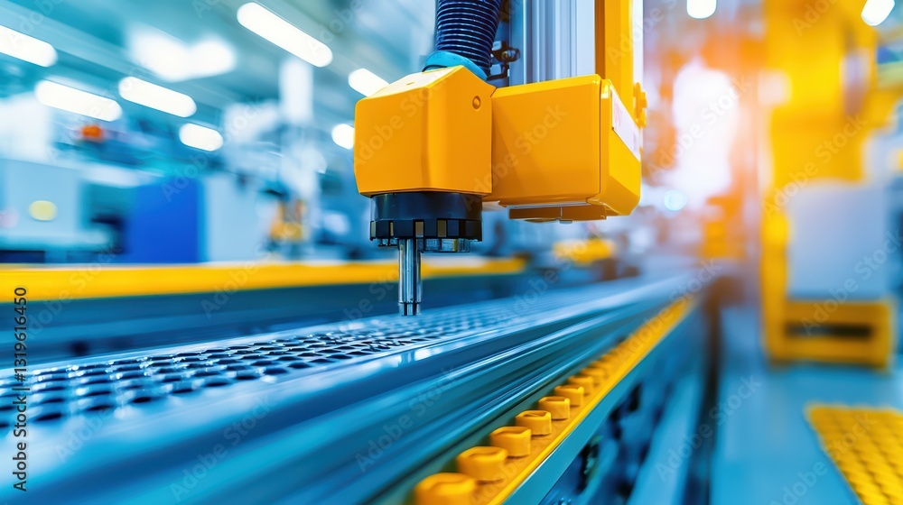 Poster large factory with advanced machines in operation showcasing automation and manufacturing process