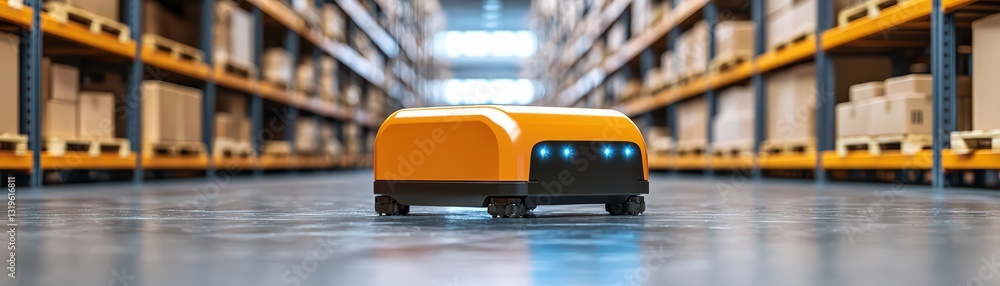 Poster massive warehouse filled with autonomous robots for efficient logistics operations