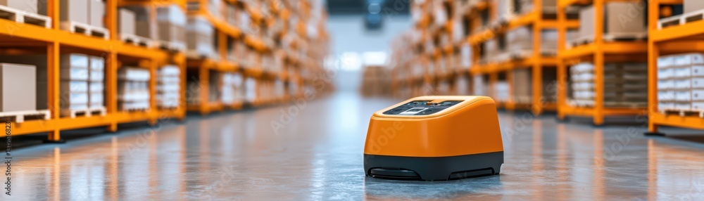 Poster massive warehouse filled with autonomous robots for efficient logistics operations