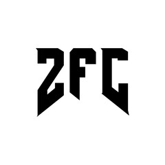 ZFC letter logo design for technology company. ZFC logo design black and white color combination. ZFC logo, ZFC vector, ZFC design, ZFC icon, ZFC alphabet. ZFC typography logo design.