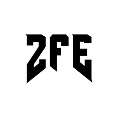 ZFE letter logo design for technology company. ZFE logo design black and white color combination. ZFE logo, ZFE vector, ZFE design, ZFE icon, ZFE alphabet. ZFE typography logo design.