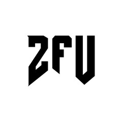 ZFU letter logo design for technology company. ZFU logo design black and white color combination. ZFU logo, ZFU vector, ZFU design, ZFU icon, ZFU alphabet. ZFU typography logo design.