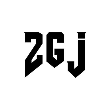 ZGJ letter logo design for technology company. ZGJ logo design black and white color combination. ZGJ logo, ZGJ vector, ZGJ design, ZGJ icon, ZGJ alphabet. ZGJ typography logo design.