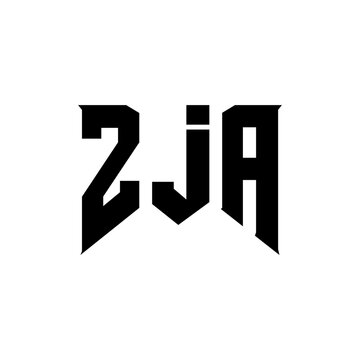 ZJA letter logo design for technology company. ZJA logo design black and white color combination. ZJA logo, ZJA vector, ZJA design, ZJA icon, ZJA alphabet. ZJA typography logo design.