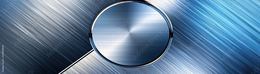 Poster polished metal surface reflecting light with abstract lines and circular pattern