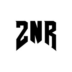 ZNR letter logo design for technology company. ZNR logo design black and white color combination. ZNR logo, ZNR vector, ZNR design, ZNR icon, ZNR alphabet. ZNR typography logo design.