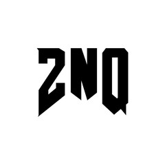 ZNQ letter logo design for technology company. ZNQ logo design black and white color combination. ZNQ logo, ZNQ vector, ZNQ design, ZNQ icon, ZNQ alphabet. ZNQ typography logo design.