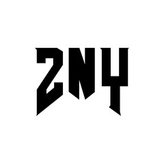 ZNY letter logo design for technology company. ZNY logo design black and white color combination. ZNY logo, ZNY vector, ZNY design, ZNY icon, ZNY alphabet. ZNY typography logo design.