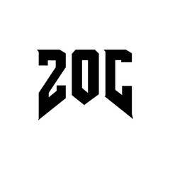 ZOC letter logo design for technology company. ZOC logo design black and white color combination. ZOC logo, ZOC vector, ZOC design, ZOC icon, ZOC alphabet. ZOC typography logo design.