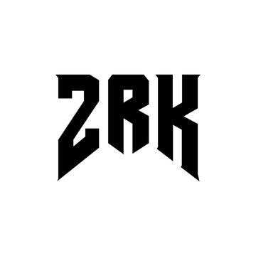 ZRK letter logo design for technology company. ZRK logo design black and white color combination. ZRK logo, ZRK vector, ZRK design, ZRK icon, ZRK alphabet. ZRK typography logo design.