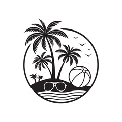 summer vibes silhouette vector logo design