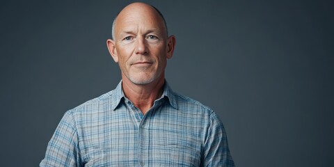 Confident Middle-Aged Man in Casual Attire Against a Dark Background