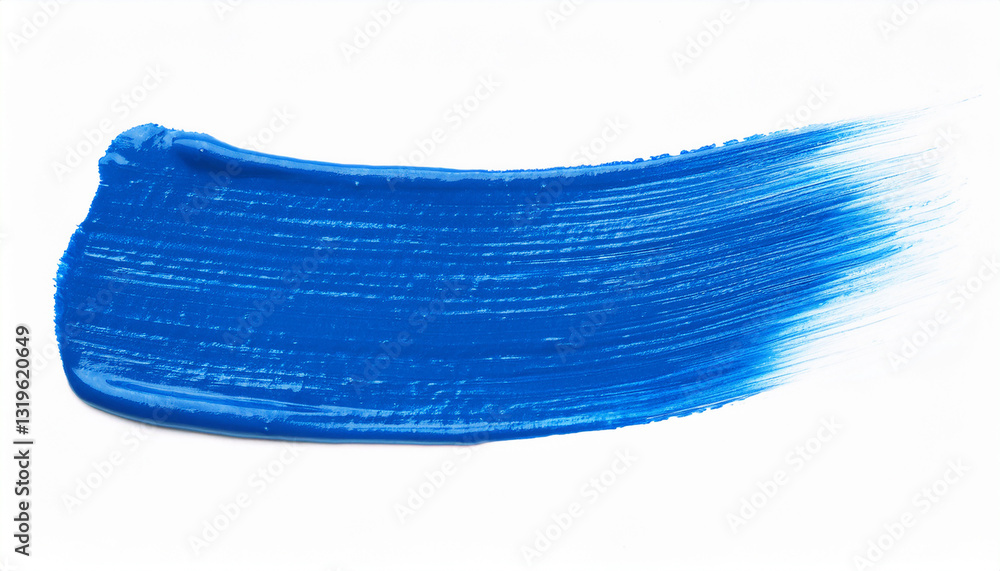 Poster bright blue paint stroke with visible texture and brush details. dynamic artistic abstract element