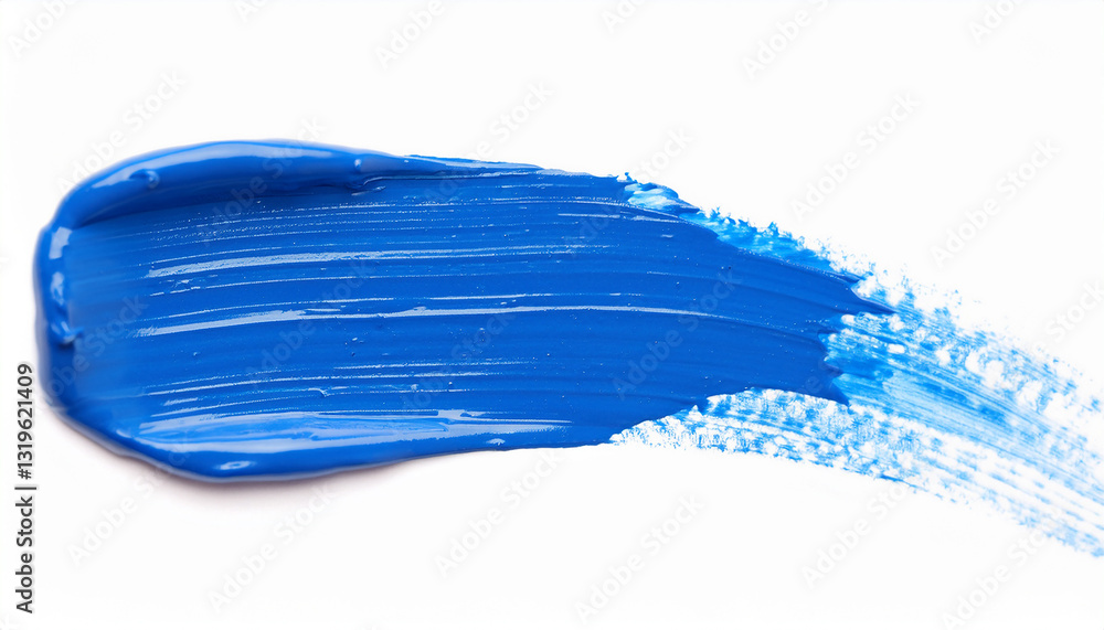 Poster bright blue paint stroke with visible texture and brush details. dynamic artistic abstract element