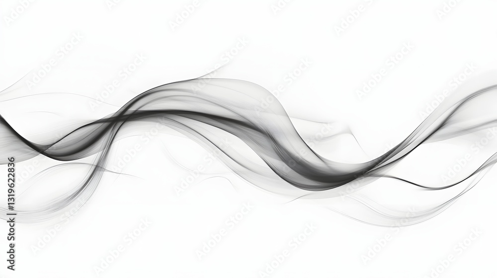 Poster abstract flowing wisps of smoke in shades of grey create a sense of motion and tranquility.