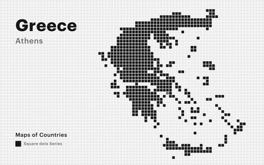 Fototapeta premium Creative Dotted Map of Greece with capital Athens. Soft Square dots 