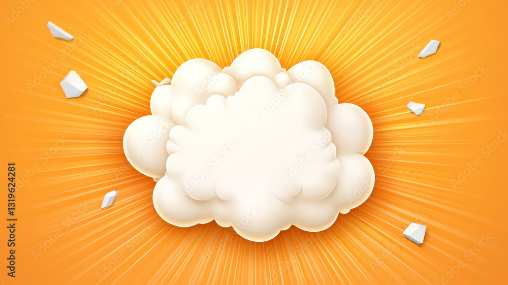 Poster dynamic explosion effect with vibrant rays and debris, creating energetic atmosphere