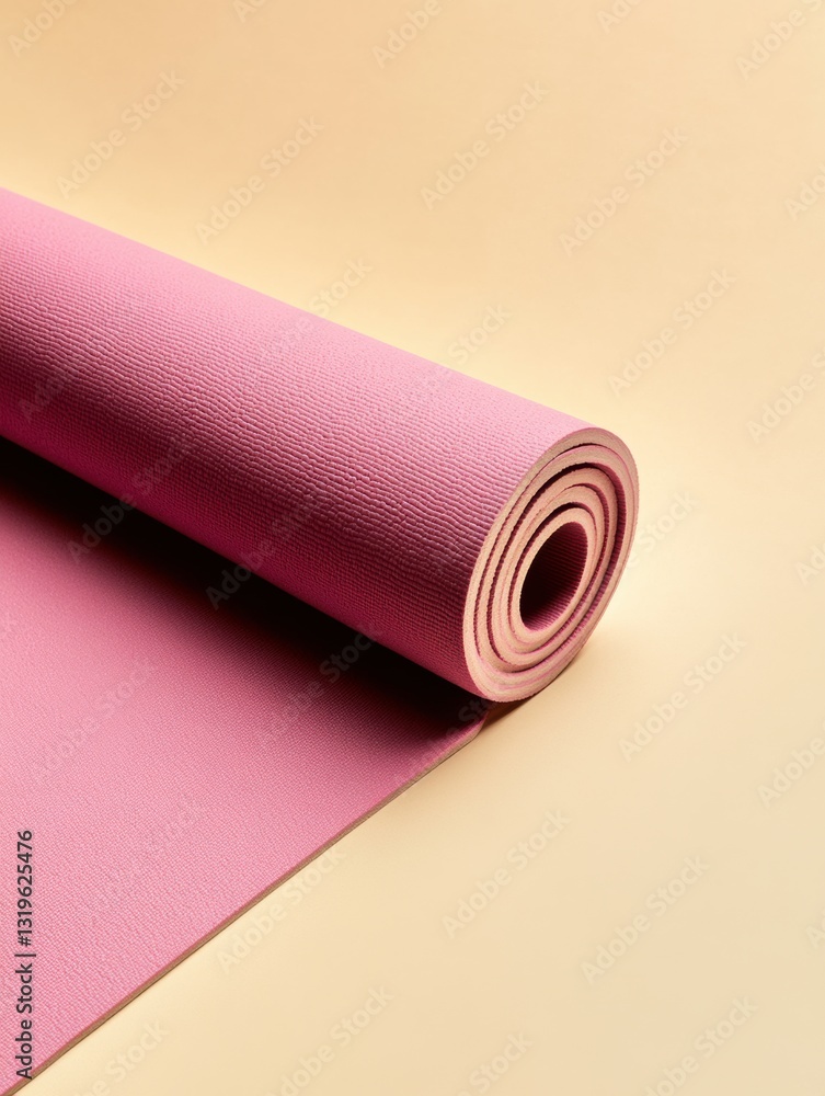 Poster Minimalistic yoga mat displayed in muted tones on a light backdrop emphasizes clean design and ample space for relaxation