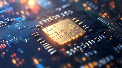 Close-up view of a computer processor chip.