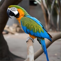 Macaw Parrot Perched on a Branch