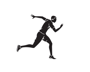 Obraz premium silhouette of runner on sprint men on white, Vector.