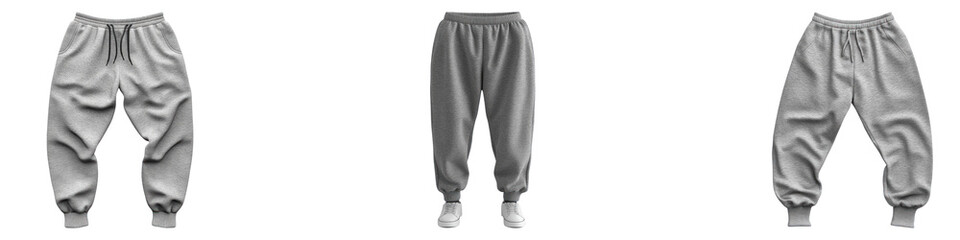 Obraz premium Gray sweatpants comfort Isolated on transparent background, PNG, Set of