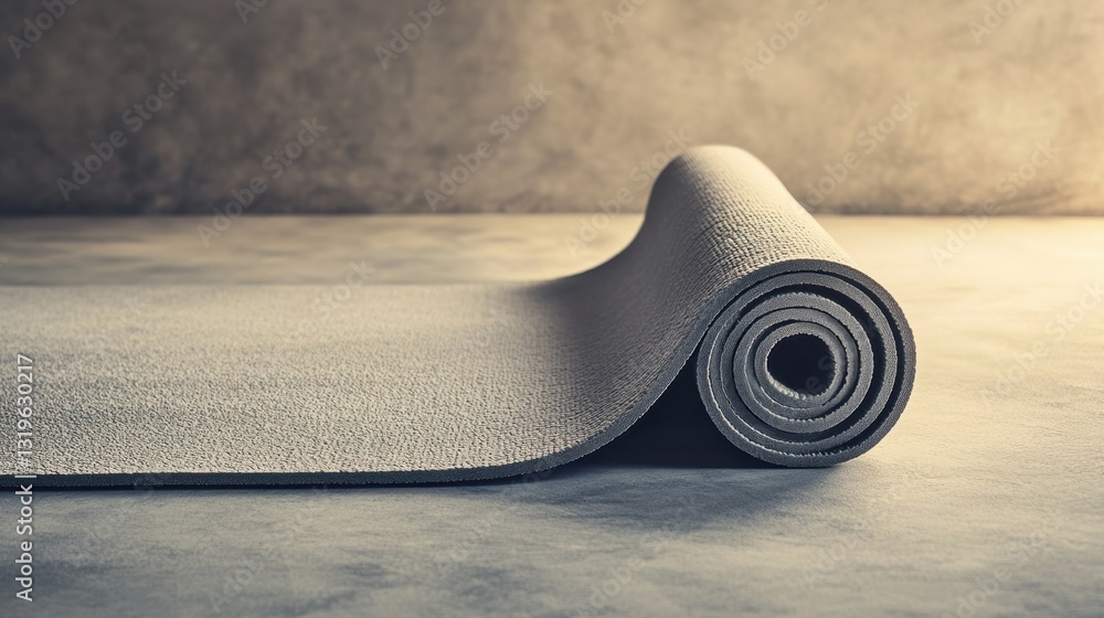 Poster minimalistic yoga mat placed diagonally on a light background creating a serene atmosphere with clea
