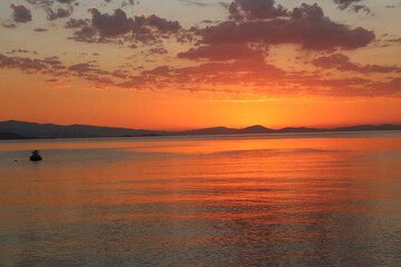 Beautiful sunset in Greece, Pelion peninsula