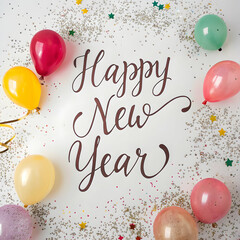 Happy New Year and Confetti Vector Design