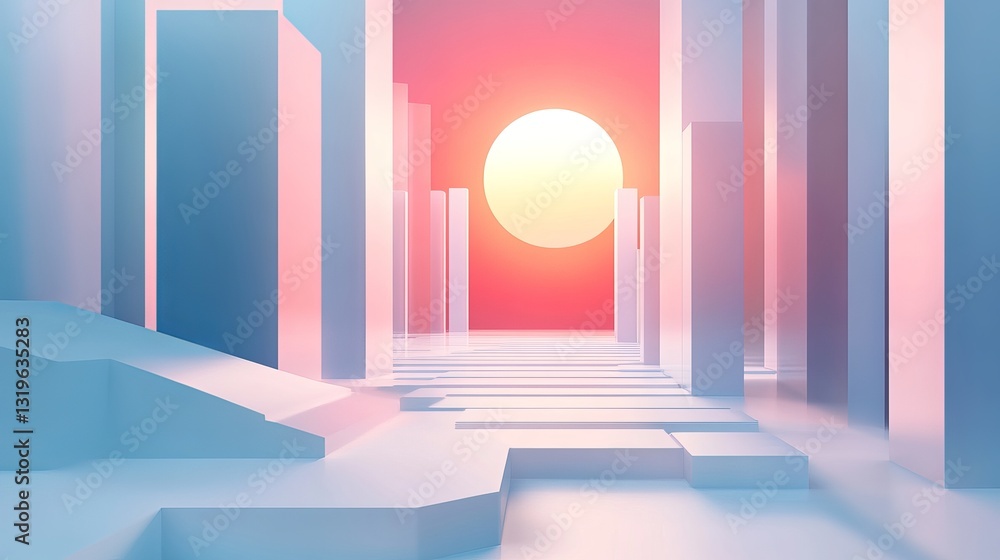 Aufkleber 3d illustration of architecture construction with a perspective design including a modern geometric 
