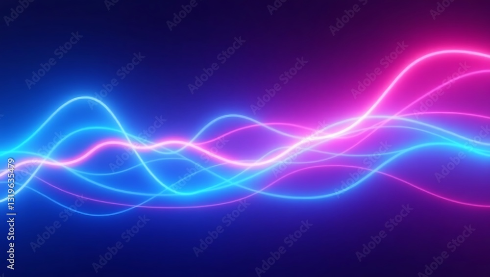 Poster abstract neon background with smooth glowing lines. generative ai.