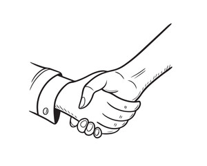 Fototapeta premium Black and white line art drawing of two hands. Illustrator Artwork vector. 