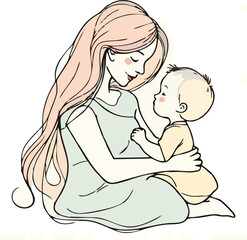abstract illustration of loving mother and child
