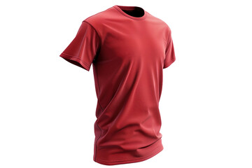 Side View of Red Short-Sleeve T-Shirt Isolated on Transparent Background