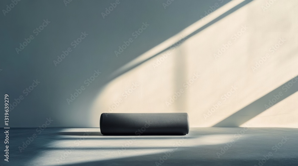 Poster minimalist fitness roller on a clean surface with natural light casting soft shadows in a serene set