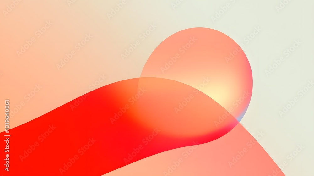 Poster abstract design featuring curved lines and a spherical form