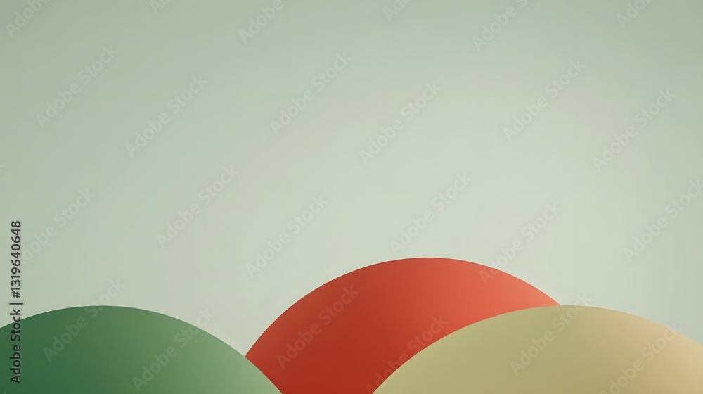 Poster three layered colorful shapes with gradient background on display
