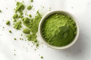 Fresh Green Matcha Powder in a Bowl