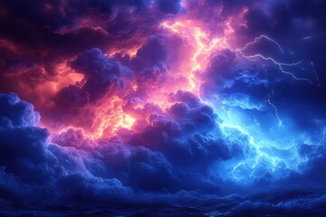 Fototapeta premium Stormy skies with lightning nature digital dramatic view