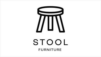 Stool Icon. Minimalist Furniture Symbol. Wooden Chair Vector.