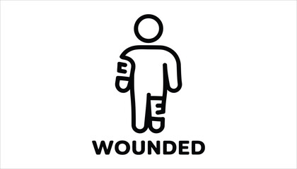 Wounded Person Icon. Injury, Healthcare, and Medical Aid Symbol.