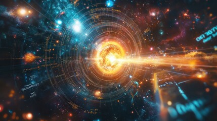 Cosmic explosion, universe expansion with stellar nebulae for science, education, or wallpaper use