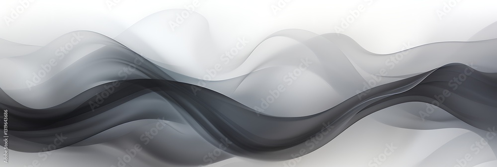 Poster ethereal flow: a monochromatic, abstract image with a gradient, the dynamic, flowing lines in shades