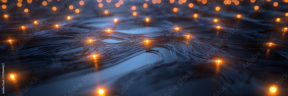 Aufkleber illuminated pathways: a mesmerizing aerial perspective reveals countless softly glowing lights arran