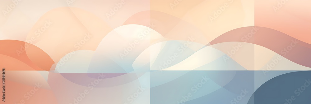 Poster cloudscape abstraction: an abstract, artistic depiction of clouds in pastel hues, blending shapes an