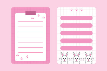 Cute Pink Bunny Themed Planner and To Do List Template