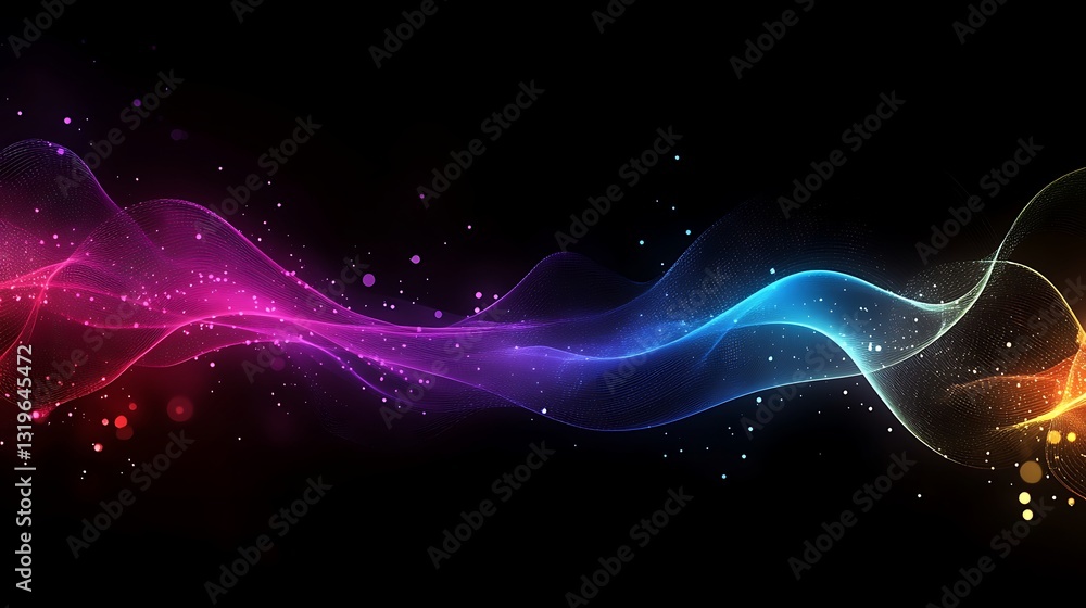 Poster abstract light wave: a vibrant, flowing abstract design composed of colorful, dynamic light waves, a